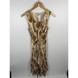 Vintage Y2K Babydoll Maxi Dress Women 7 Brown Shark Bite Hem Wedding Guest Event